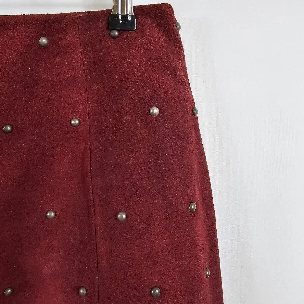 NWT Free People Studded Skirt in Wine - Size 4